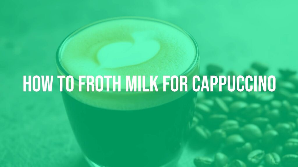 A creamy cappuccino with perfectly frothed milk on top, soft foam texture, steam rising, dark espresso beneath, coffee beans on the side, warm and inviting, realistic.