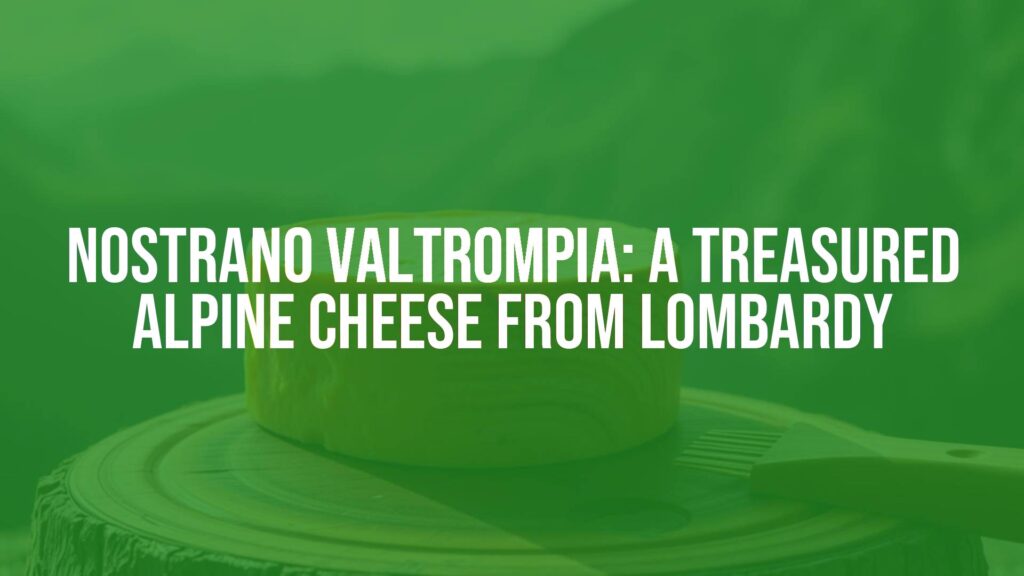 A rustic wheel of Nostrano Valtrompia cheese, saffron-tinted, on a wooden board in an alpine setting, soft natural lighting, hyperrealistic.