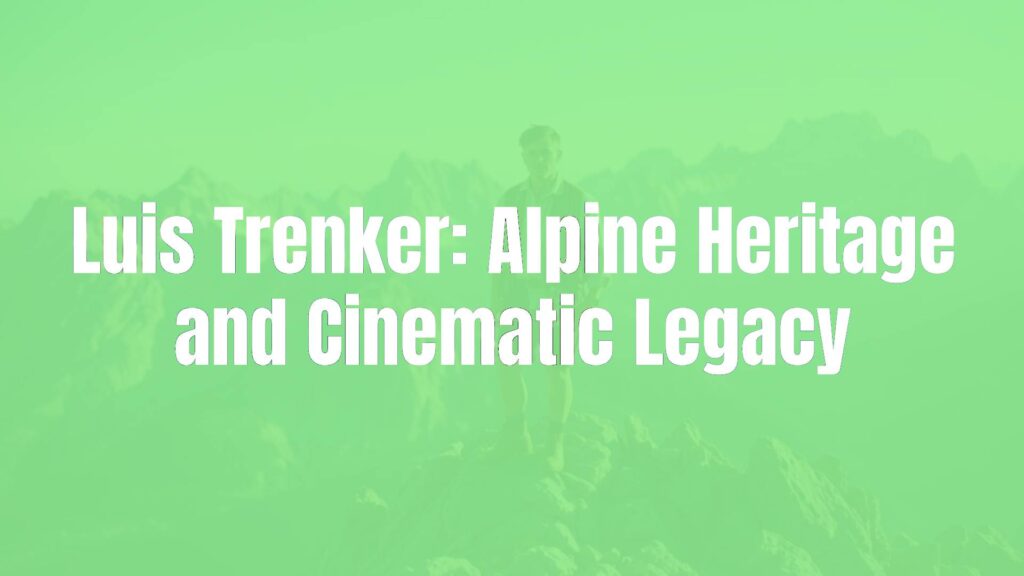 Luis Trenker in traditional Tyrolean attire standing on a mountain peak, dramatic Dolomite landscape, cinematic lighting, vintage film aesthetic.