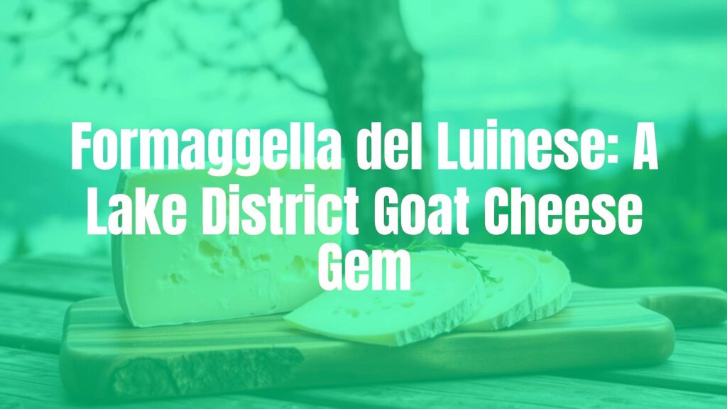 Formaggella del Luinese cheese on a rustic wooden board, Alpine landscape with Lake Maggiore in the background, soft natural lighting, realistic.