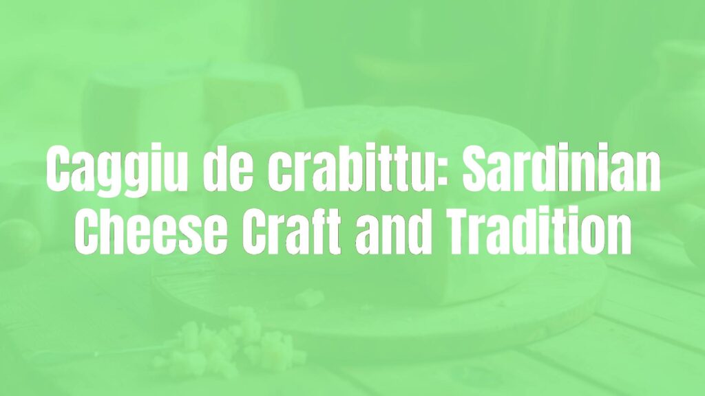 Traditional Sardinian Caggiu de crabittu cheese on a wooden table, rustic Sardinian countryside background, authentic cheese-making tools nearby, warm natural lighting, realistic.