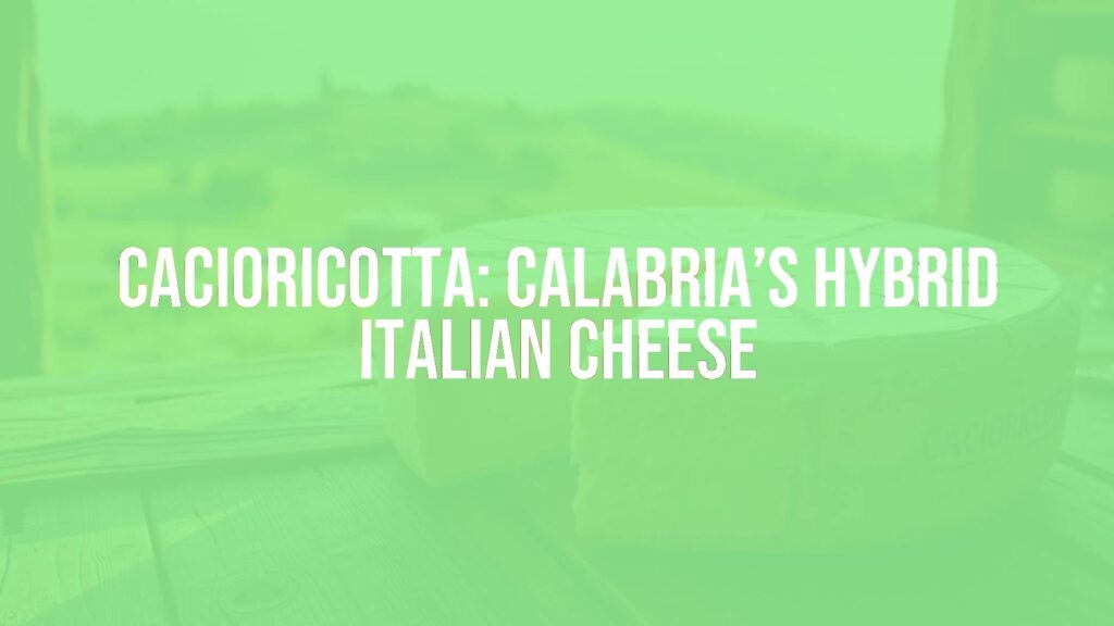 A rustic wheel of Cacioricotta cheese on a wooden table, Calabrian countryside background, warm golden lighting, traditional Italian cheese making vibe, realistic.