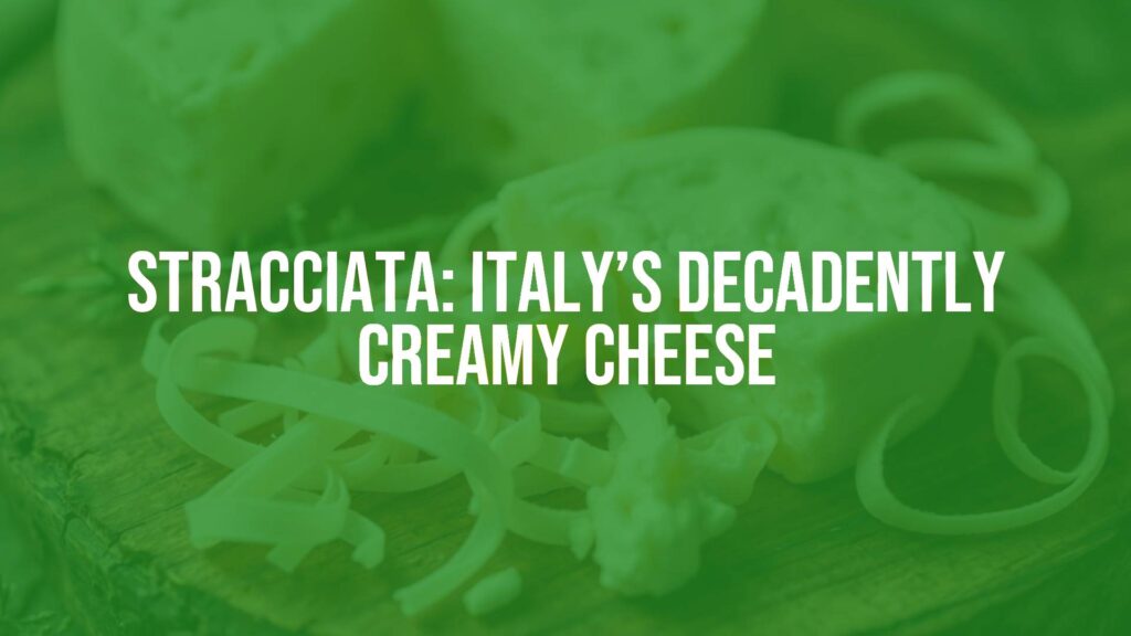 Close-up of creamy Stracciata cheese on a rustic wooden board, soft white ribbons, fresh Italian dairy, food photography with natural lighting, rich textures.