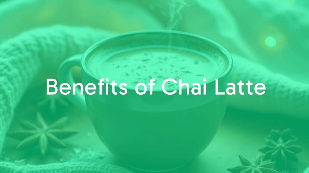 A steaming cup of chai latte with spices and milk, cozy atmosphere, warm tones, realistic.