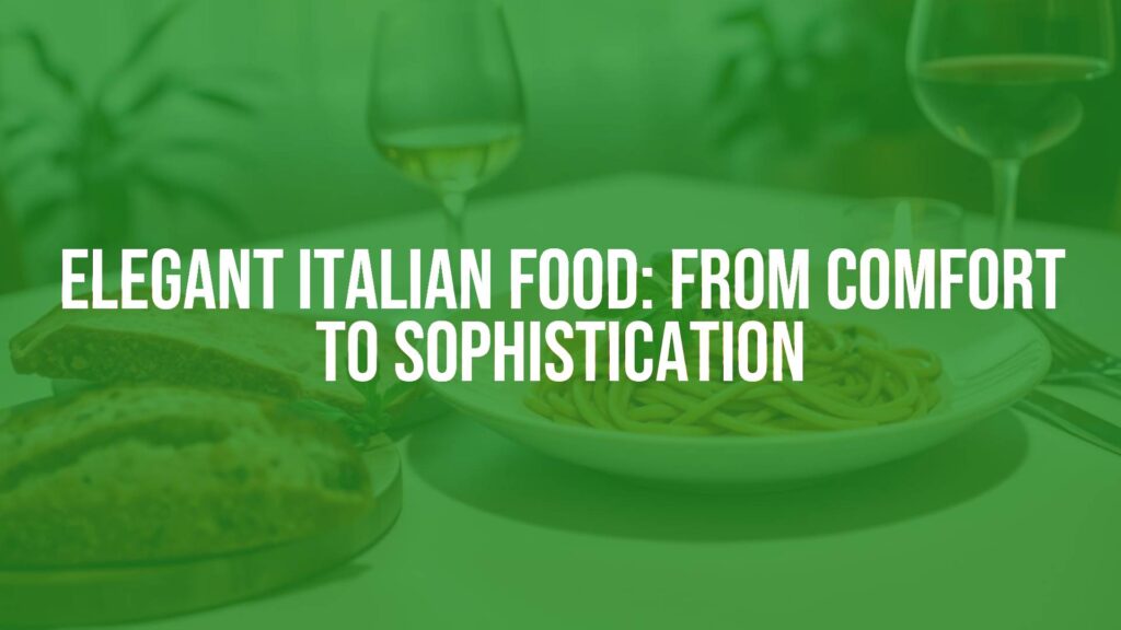 Elegant Italian dining table with fine pasta dish, fresh basil garnish, wine glass, rustic bread, warm lighting, sophisticated atmosphere, realistic.