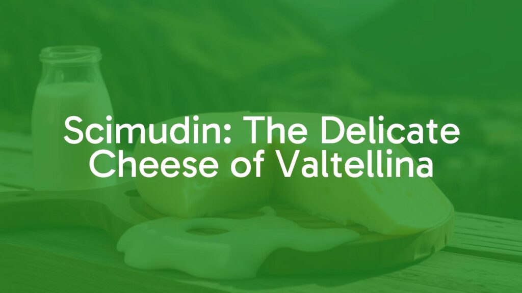 Soft-ripened Scimudin cheese on a wooden board, fresh cow's milk, Alpine valley background, rustic, warm lighting, realistic.