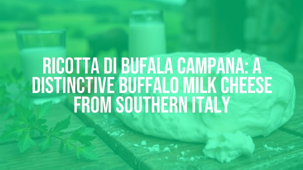 Creamy Ricotta di Bufala Campana cheese on a rustic wooden table, pale white with a smooth texture, fresh buffalo milk in a glass nearby, Italian countryside backdrop, soft natural lighting, hyperrealistic.