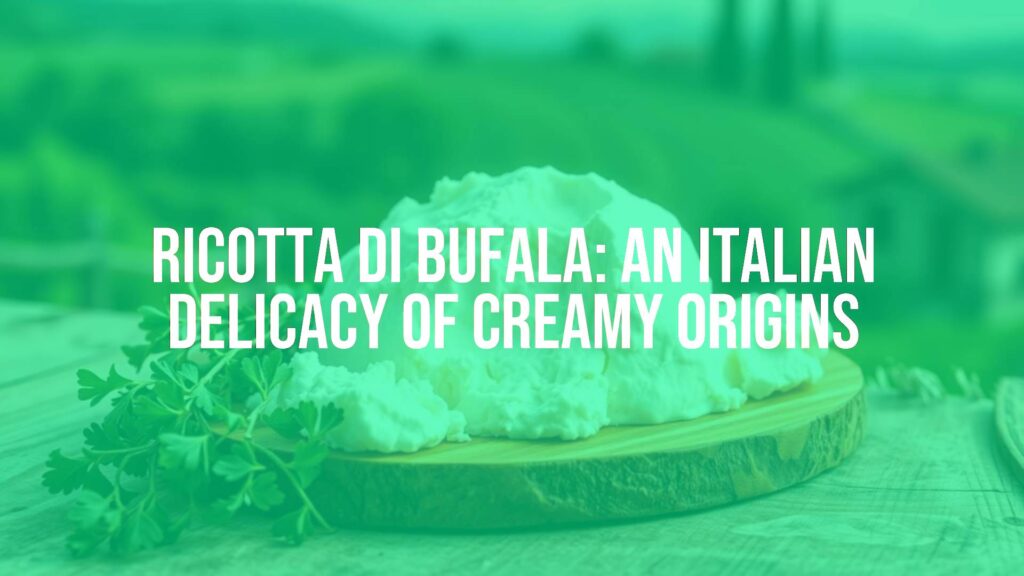 Creamy Ricotta di Bufala cheese on a wooden board, fresh herbs, Italian countryside backdrop, soft lighting, realistic.