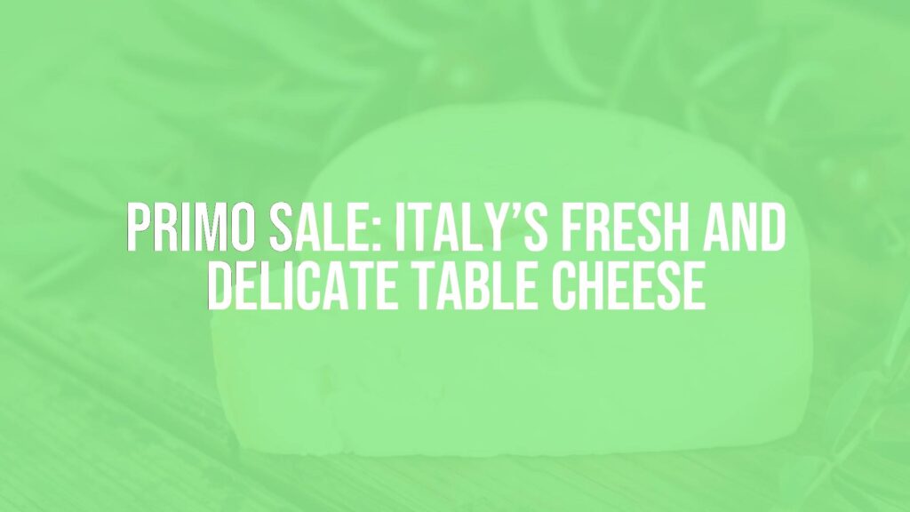 Fresh Primo Sale cheese on a rustic wooden table, soft white texture with a delicate rind, surrounded by Italian countryside elements like olive branches, realistic and inviting.