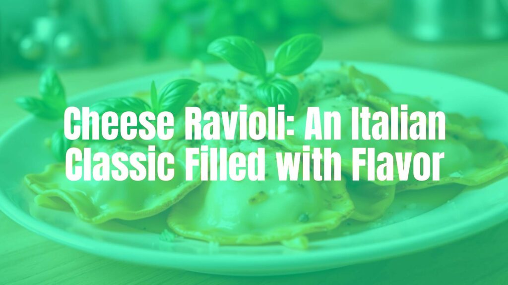 Delicious cheese ravioli on a plate, golden brown edges, creamy filling, fresh basil garnish, rustic Italian kitchen background, warm soft lighting, realistic.
