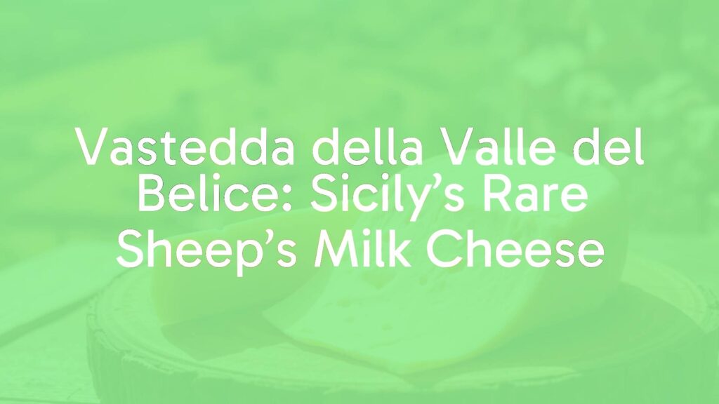 A rounded, flattened disk of Vastedda della Valle del Belice cheese, pale ivory in color with a soft, elastic texture, placed on a rustic wooden board against a Sicilian countryside backdrop, warm sunlight, realistic.