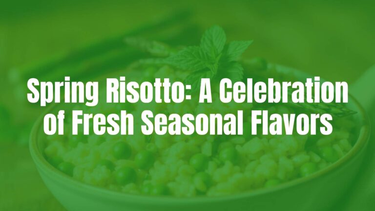 A vibrant bowl of spring risotto with fresh asparagus, peas, and fava beans, garnished with mint and chives, creamy texture, warm lighting, realistic food photography.