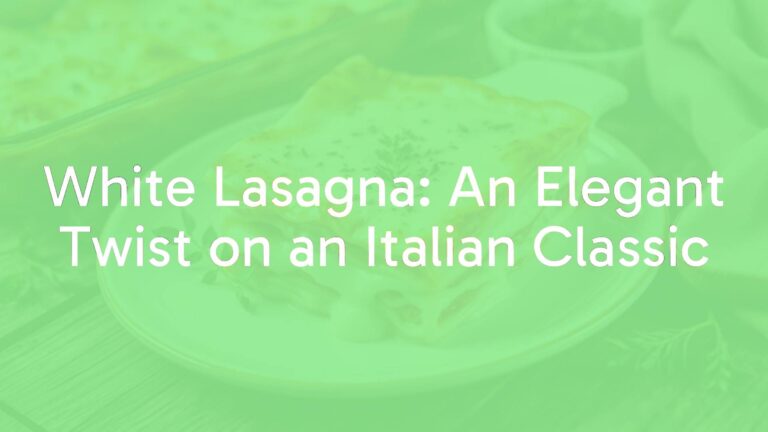 Elegant white lasagna on a rustic wooden table, creamy béchamel sauce, golden cheese crust, fresh herbs, warm lighting, Italian cuisine style.